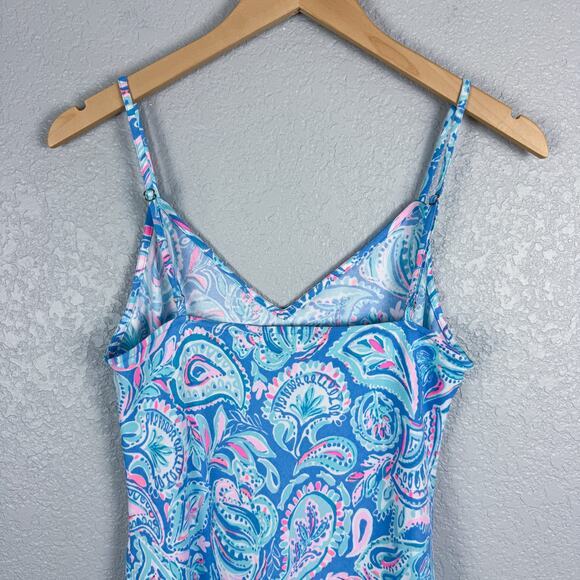 Lilly Pulitzer Maretta Bias Midi Dress, Zanzibar Blue Fish Kiss M - EUC, Resort - Picture 7 of 10